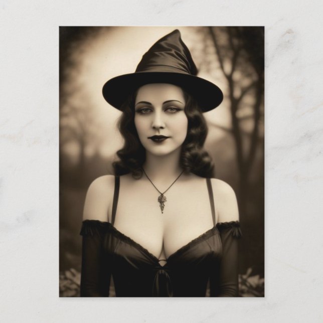 Haunted Halloween Witch Postcard (Front)