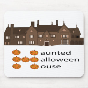 Haunted Haloween House Pumpkin Mouse Pad