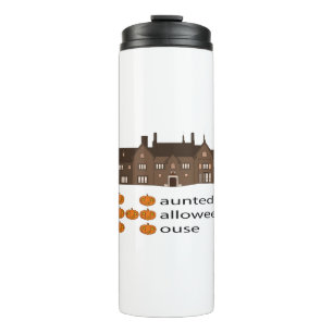 Haunted Haloween House Pumpkin Thermal Tumbler