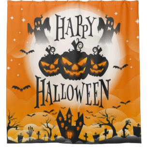 Haunted Happy Halloween Shower Curtain