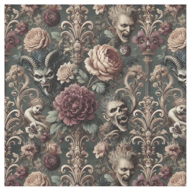 Haunted Harmonics – Gothic Classic Tile Fabric (Close Up)