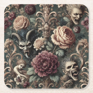 Haunted Harmonics – Gothic Victorian  Square Paper Coaster