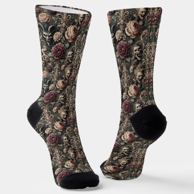 Haunted Harmonics – Gothic Victorian Tapestry Socks (Angled)