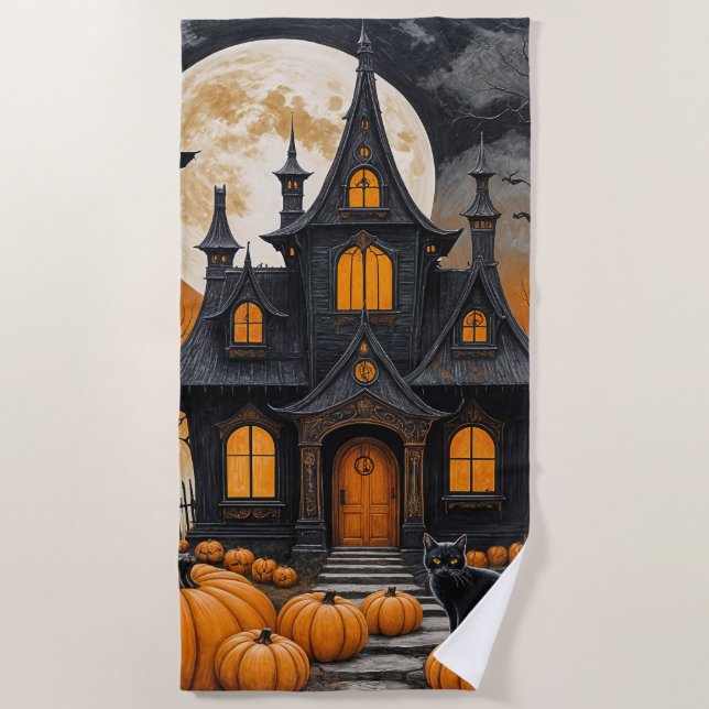 Haunted Harvest Night Beach Towel (Front)
