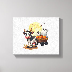Haunted Hayride Cow Canvas Print