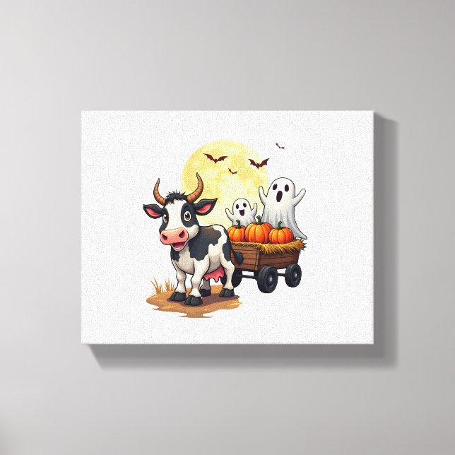 Haunted Hayride Cow Canvas Print (Front)