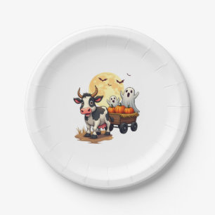 Haunted Hayride Cow Paper Plate
