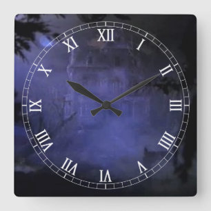 Haunted Hill House Square Roman Numerals Clock