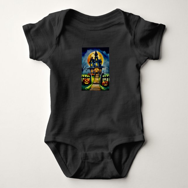 Haunted Hollow & Moon Baby Bodysuit (Front)