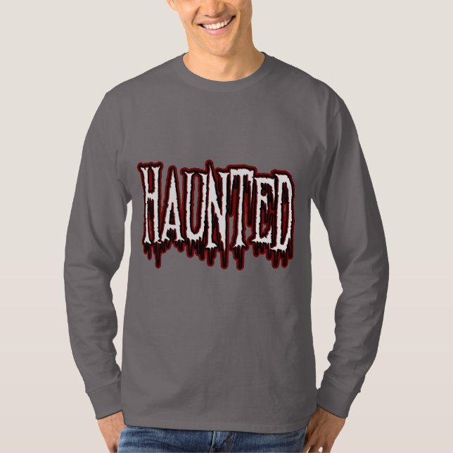 Haunted Horror Drip Typography T-Shirt (Front)