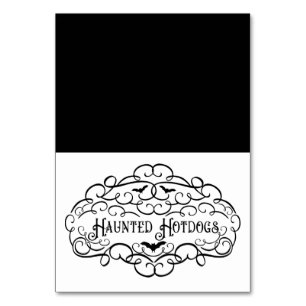 Haunted Hotdogs Vintage Halloween Food Tent Table Number