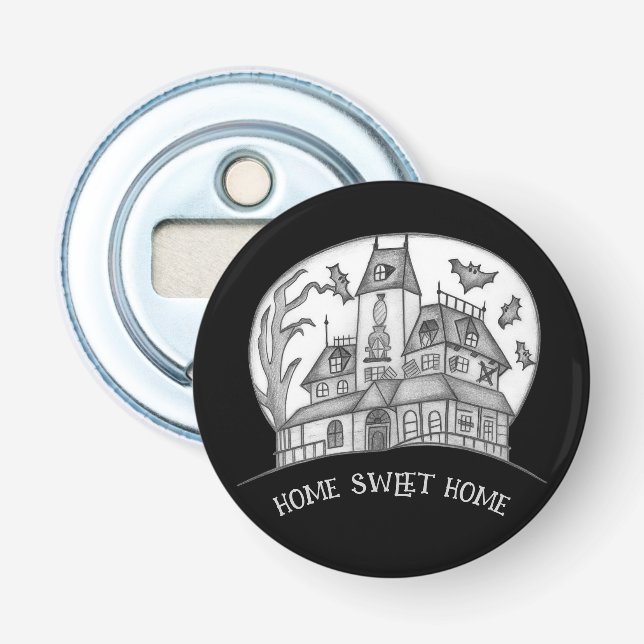 Haunted House and Bats Halloween  Bottle Opener (Front)