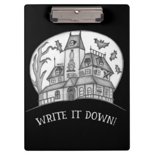Haunted House and Bats Halloween Clipboard