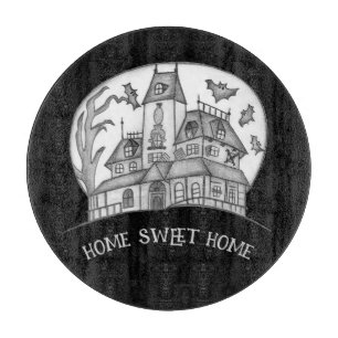 Haunted House and Bats Halloween  Cutting Board