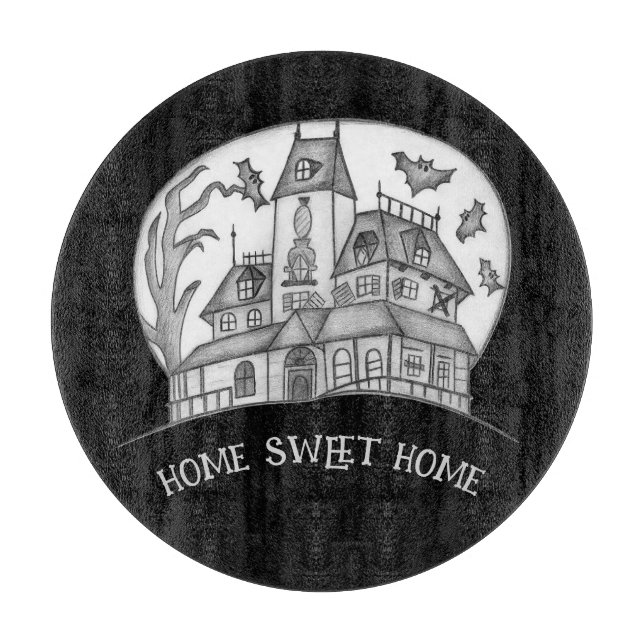 Haunted House and Bats Halloween  Cutting Board (Front)