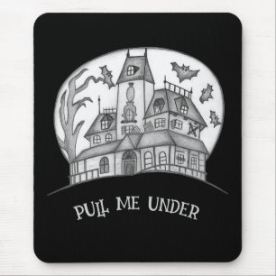 Haunted House and Bats Halloween Mouse Pad