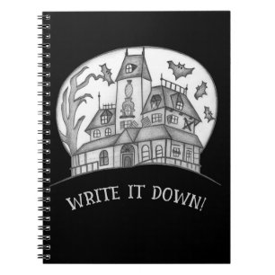 Haunted House and Bats Halloween  Notebook