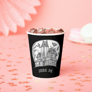 Haunted House and Bats Halloween Paper Cups