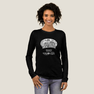 Haunted House and Bats Halloween  Tri-Blend Shirt
