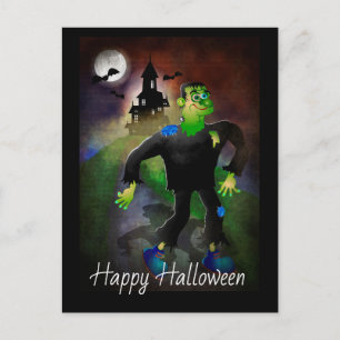 Haunted House and Monster Postcard