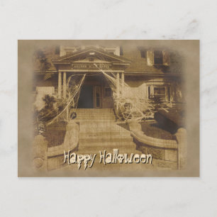 Haunted House at Halloween Postcard