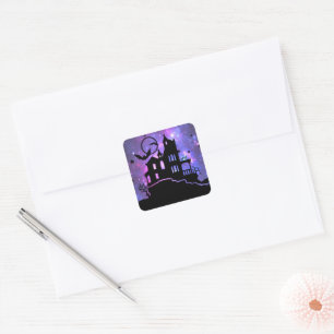 Haunted House at Night Square Sticker