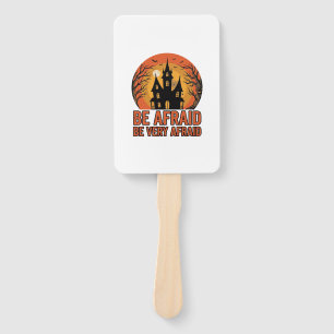 Haunted House Be Afraid Vintage Halloween Design_1 Hand Fan