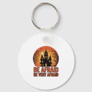 Haunted House Be Afraid Vintage Halloween Design_1 Key Ring