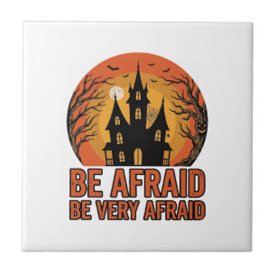 Haunted House Be Afraid Vintage Halloween Design_1 Tile