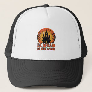 Haunted House Be Afraid Vintage Halloween Design_1 Trucker Hat