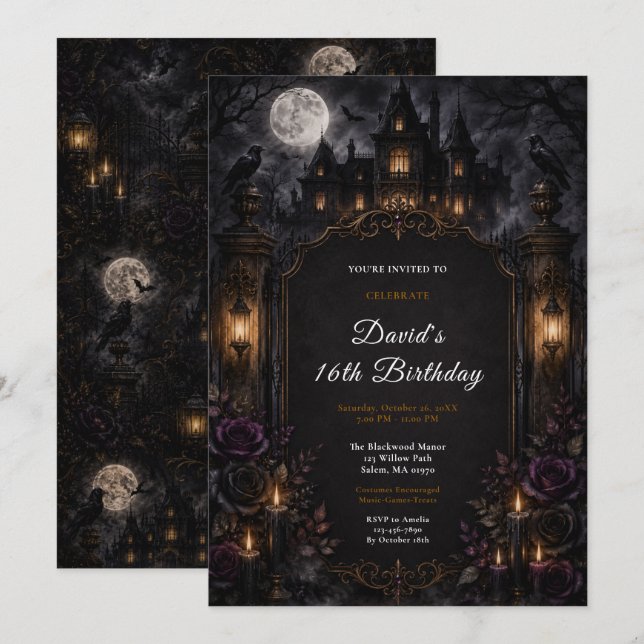 Haunted House Birthday Party Invitation (Front/Back)
