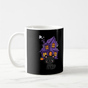 Haunted House Black Cat Halloween Mug