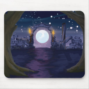 haunted house cartoon mouse pad