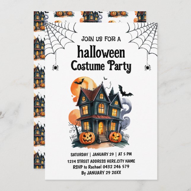 Haunted House Costume Halloween Party Invitation (Front/Back)