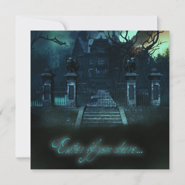 Haunted House Creepy Halloween Invitations (Front)