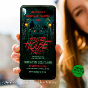 Haunted House Digital Halloween Party Invitation