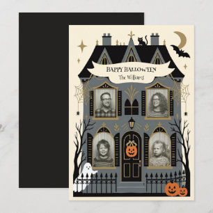 Haunted House Family Photo Halloween Holiday Card