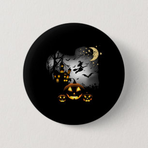 Haunted House - Flying Witch - Jack o Lantern 6 Cm Round Badge