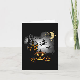 Haunted House - Flying Witch - Jack o Lantern Card