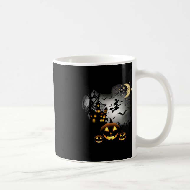 Haunted House  - Flying Witch - Jack o Lantern  Coffee Mug (Right)