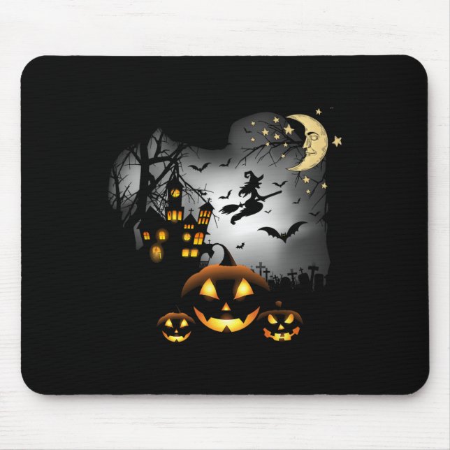 Haunted House  - Flying Witch - Jack o Lantern  Mouse Pad (Front)