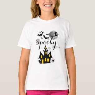 Haunted House Flying Witch Spooky Halloween T-Shirt