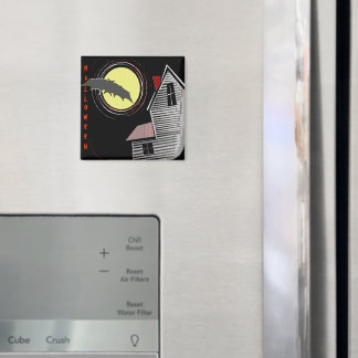 Haunted House Full Moon and Bat Magnet