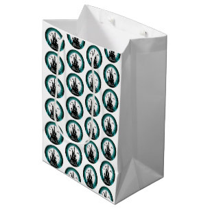 Haunted House Full Moon Bats Happy Halloween Medium Gift Bag