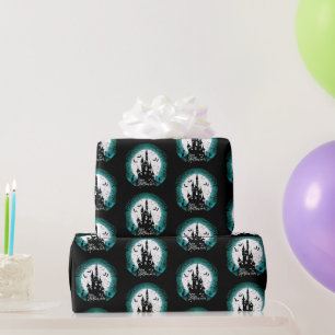 Haunted House Full Moon Bats Happy Halloween Wrapping Paper