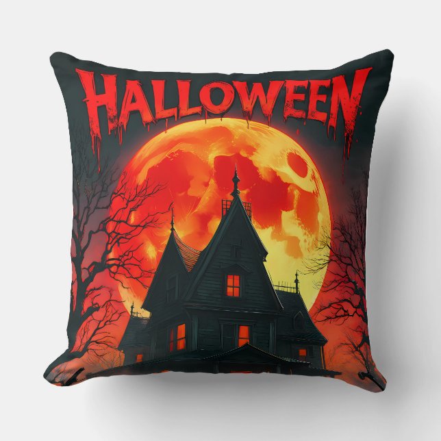 Haunted House Full Moon Cushion (Front)