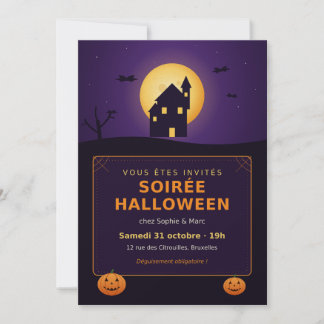 Haunted House Full Moon Pumpkins Halloween Party I Invitation