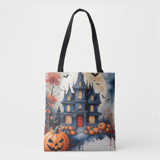 Haunted house full moon tote bag (Front)