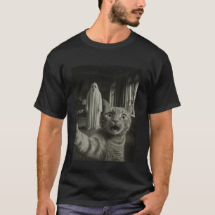 Haunted House Ghost Vintage Photo Funny Tabby Cat T-Shirt