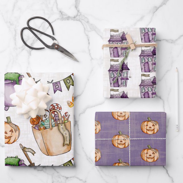 Haunted House Halloween 3 pack Gift Wrap (Front)